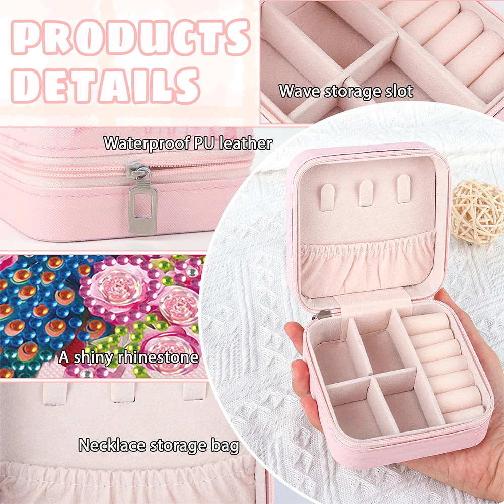 5D DIY Flower Peaock Special Shape Diamond Painting Jewelry Box for Art Crafts