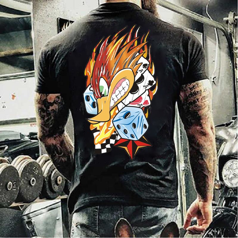 Men's Casual Flame-Bird Print T-Shirt