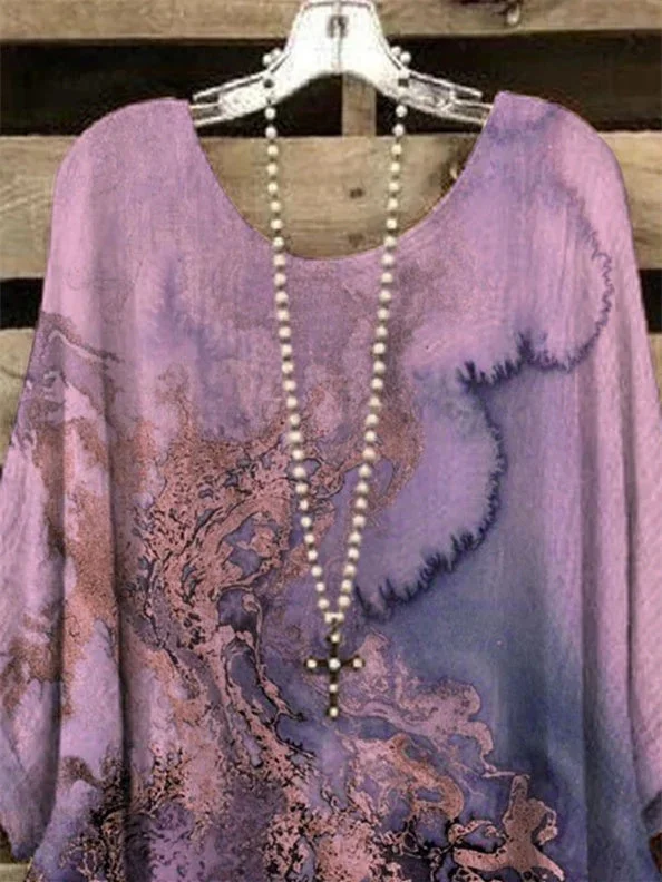 Women 3/4 Sleeve Scoop Neck Graphic Floral Printed Women Tops