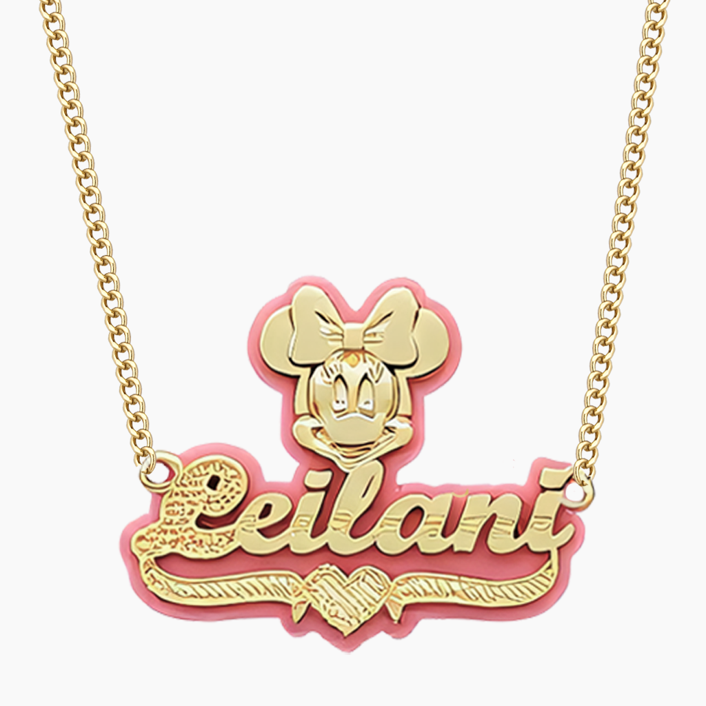Pink Acrylic Mickey Mouse Necklace