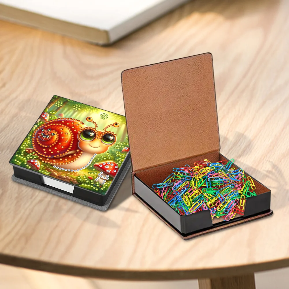 PU Snail Diamond Painting Notecard Box with Papers for DIY Art Craft