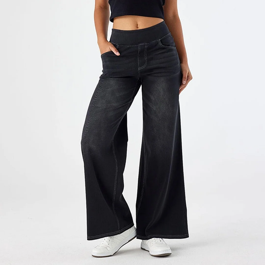 Women's High Waist Thin Multi-pocket Straight Loose Demim Jeans