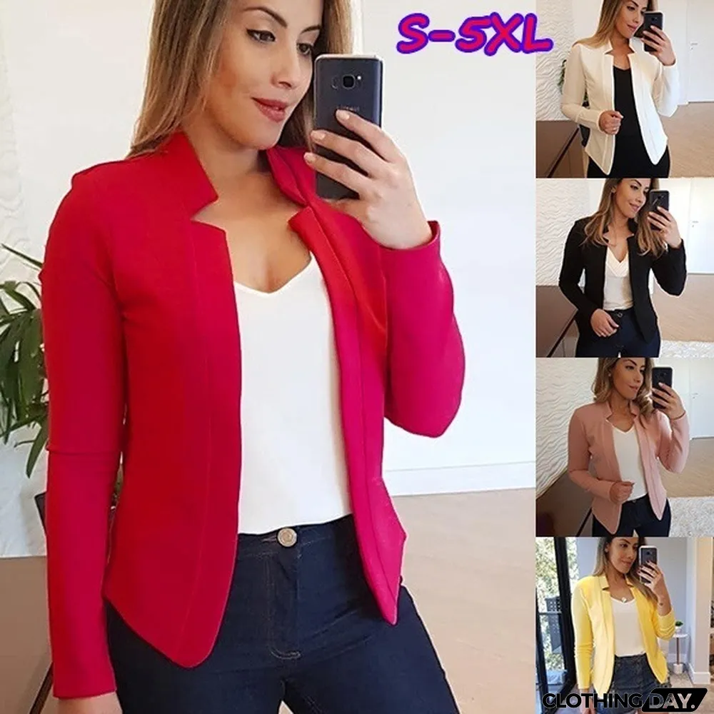 Autumn Elegant Slim Solid Short Blazer