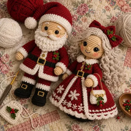 Santa and Mrs Claus dolls by Amalberga