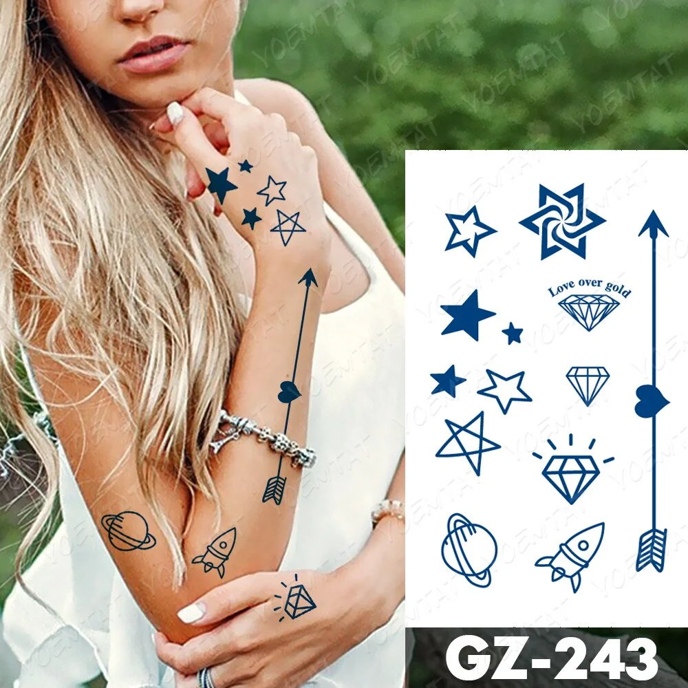 Sdrawing Lasting Ink Tattoos Body Art Waterproof Temporary Tattoo Sticker Butterfly Fairy Tatoo Arm Fake Feather Rose Swallow Tatto