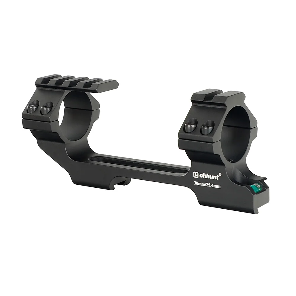 ohhunt® 11mm Dovetail Rifle Scope Rings 25.4mm 30mm One Piece Cantilever Mount Top Picatinny Rail with Stop Pin and Bubble Level - High Profile