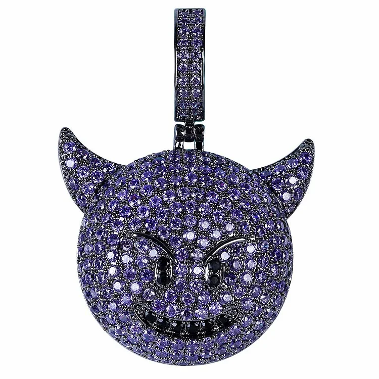 Iced Out Full Zircon Lovely Evil Pendant Necklace