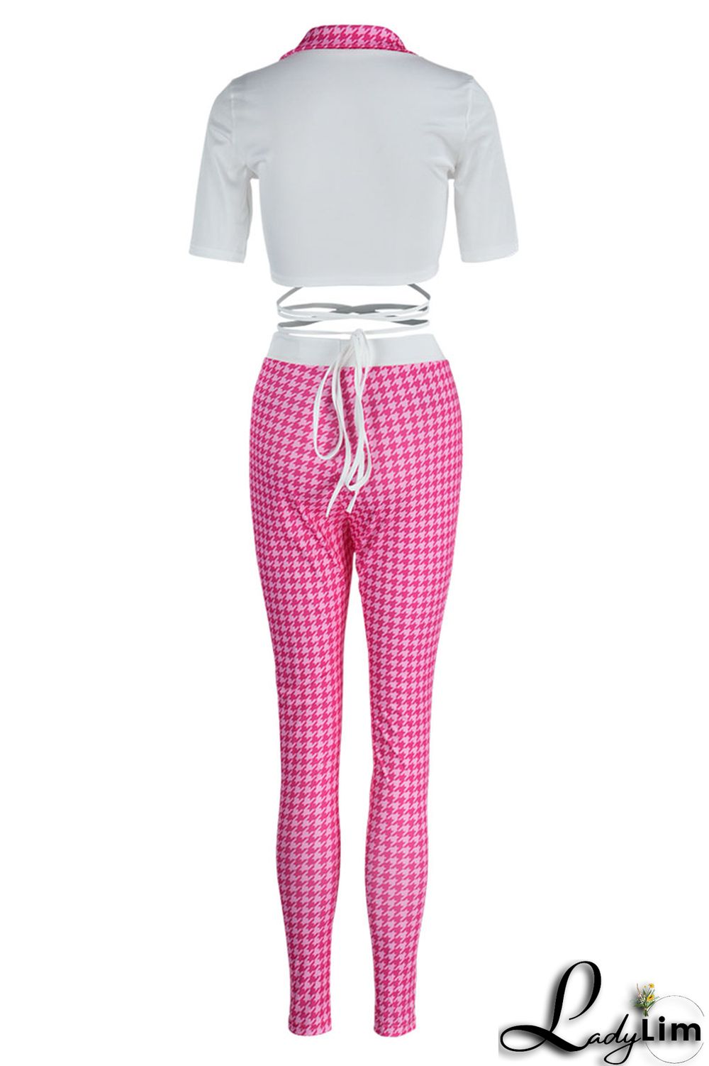 Black Sexy Print Bandage Split Joint V Neck Half Sleeve Two Pieces