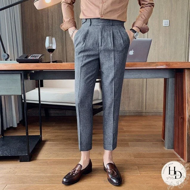 Autumn Streetwear Men Business Casual Slim Fit Pant Office Trousers Men Korean Style Fall Fashion All-match Straight Pants White