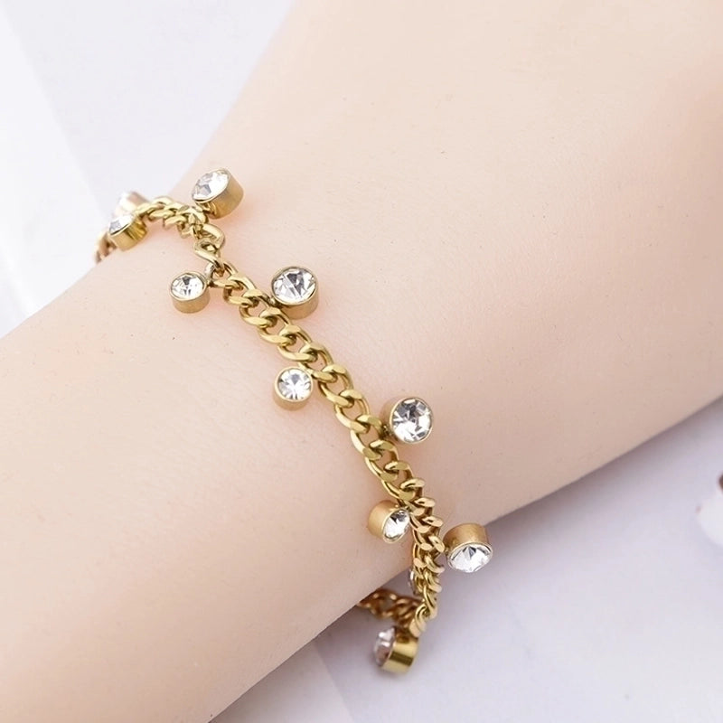 Fashion Geometric Titanium Steel Inlaid Zircon Bracelets