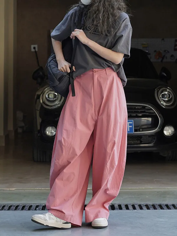 Loose Straight Leg Contrast Color Split-Joint Striped Pants Trousers main image 0