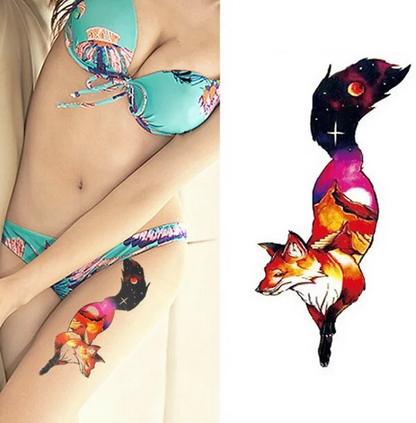 1pcs Watercolor cool henna rose flowers Temporary Body Tattoo Beautiful Shoulder thigh Back Body decor lace owl women body paint