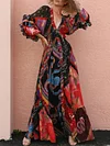 Bohemia Ethnic Printed Long Sleeves Maxi Dress