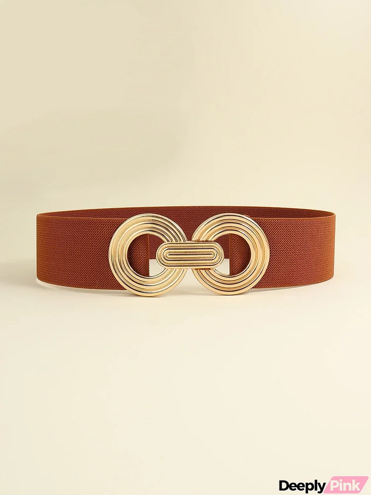 Geometric Buckle Elastic Wide Belt