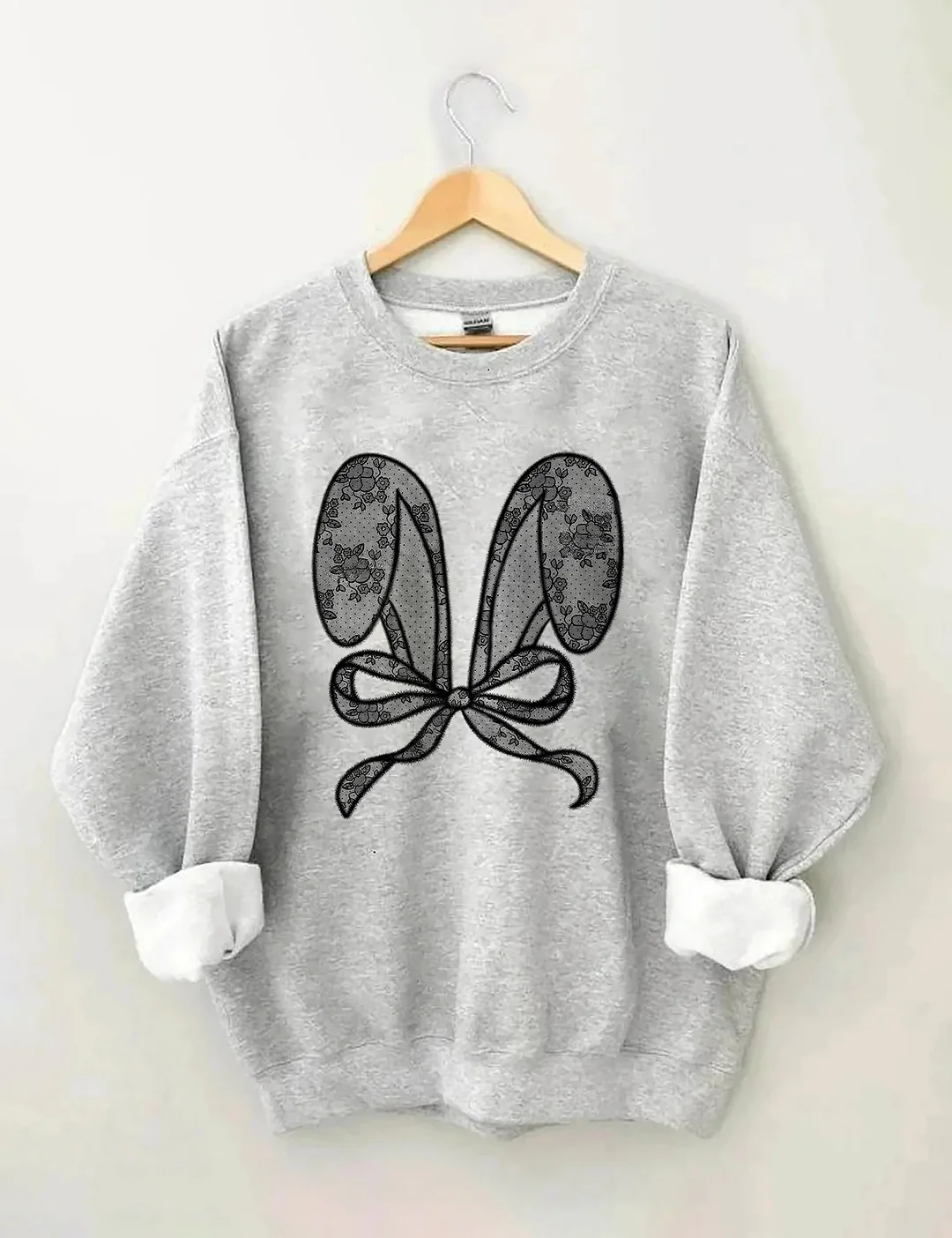 Bunny Ears With Bow Lace Sweatshirt