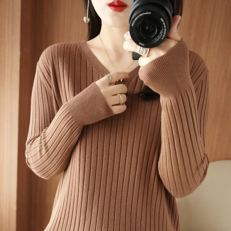 Churchf Churchf Sweater Female 2023 Spring And Autumn Knit Bottom Shirt Fashion Slim Long Sleeve Skin-Friendly Soft Bottom Top