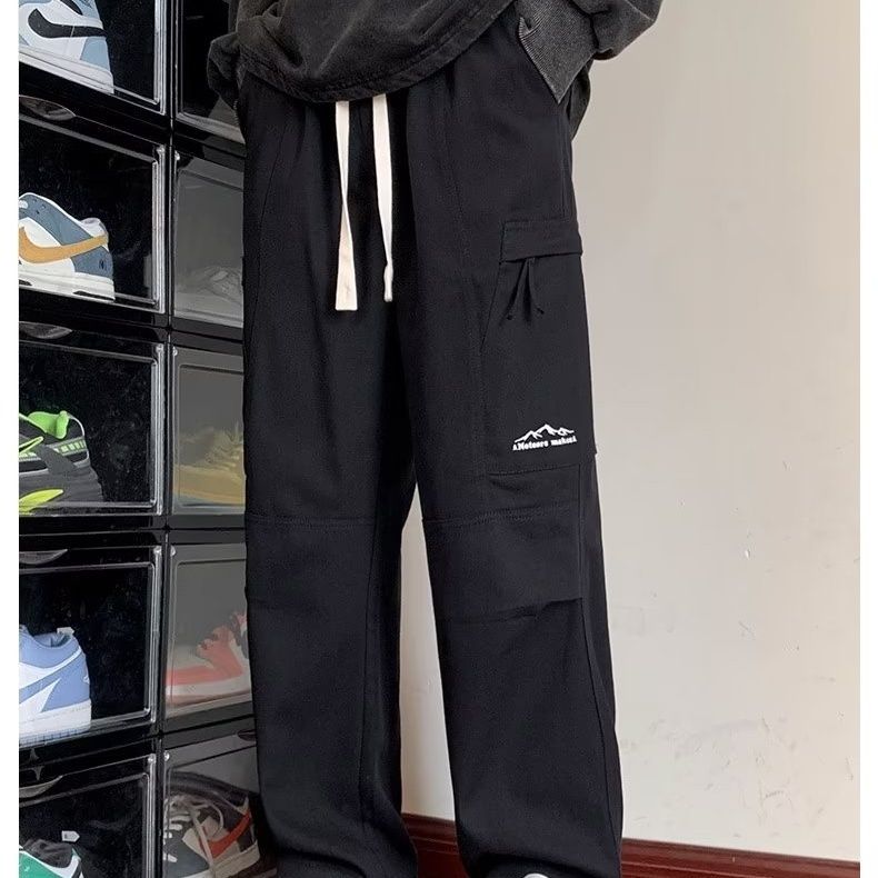 Longyouyou New Autumn Fashion Brand Korean Youth American Retro Workwear Pants Loose and Handsome Straight Men's Versatile Casual Pants