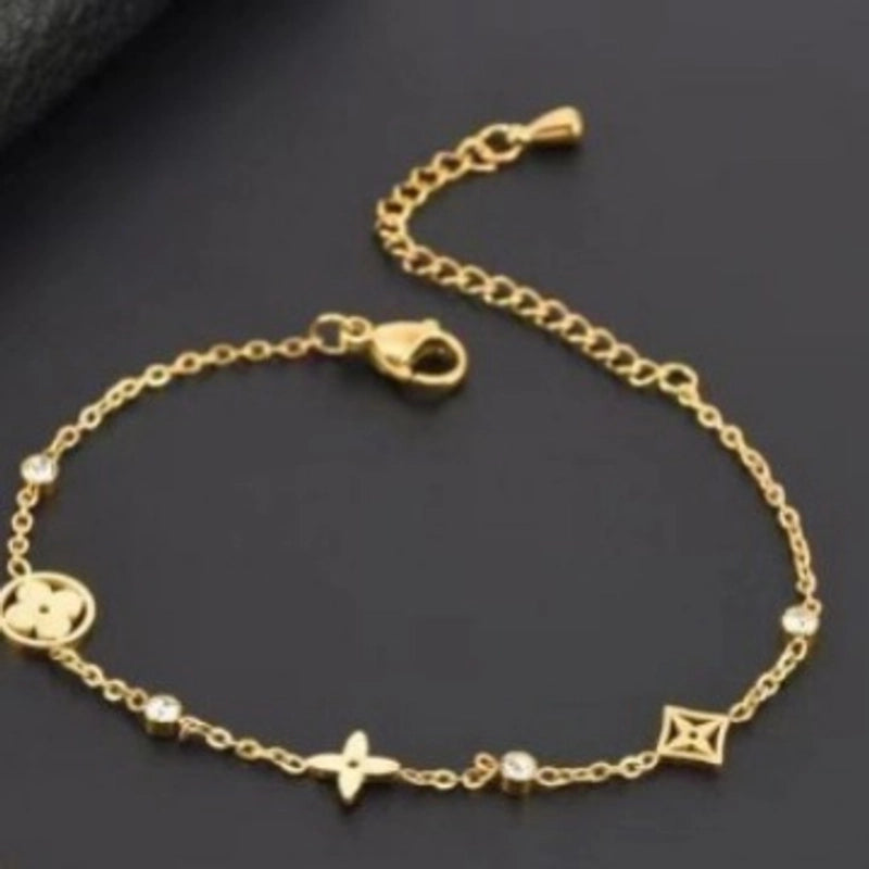 Princess Pastoral Geometric 304 Stainless Steel Rhinestones 18K Gold Plated Inlay Stainless Steel Jewelry Sets