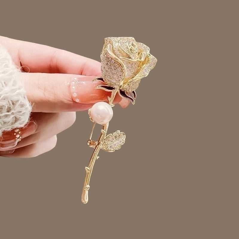 Elegant Pin Flower Alloy Inlay Artificial Pearls Rhinestones Women’s Brooches