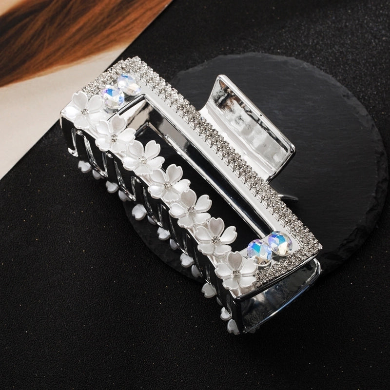 Women’s Elegant Luxurious Sweet Square Heart Shape Acetic Acid Sheets Inlay Rhinestones Hair Claws