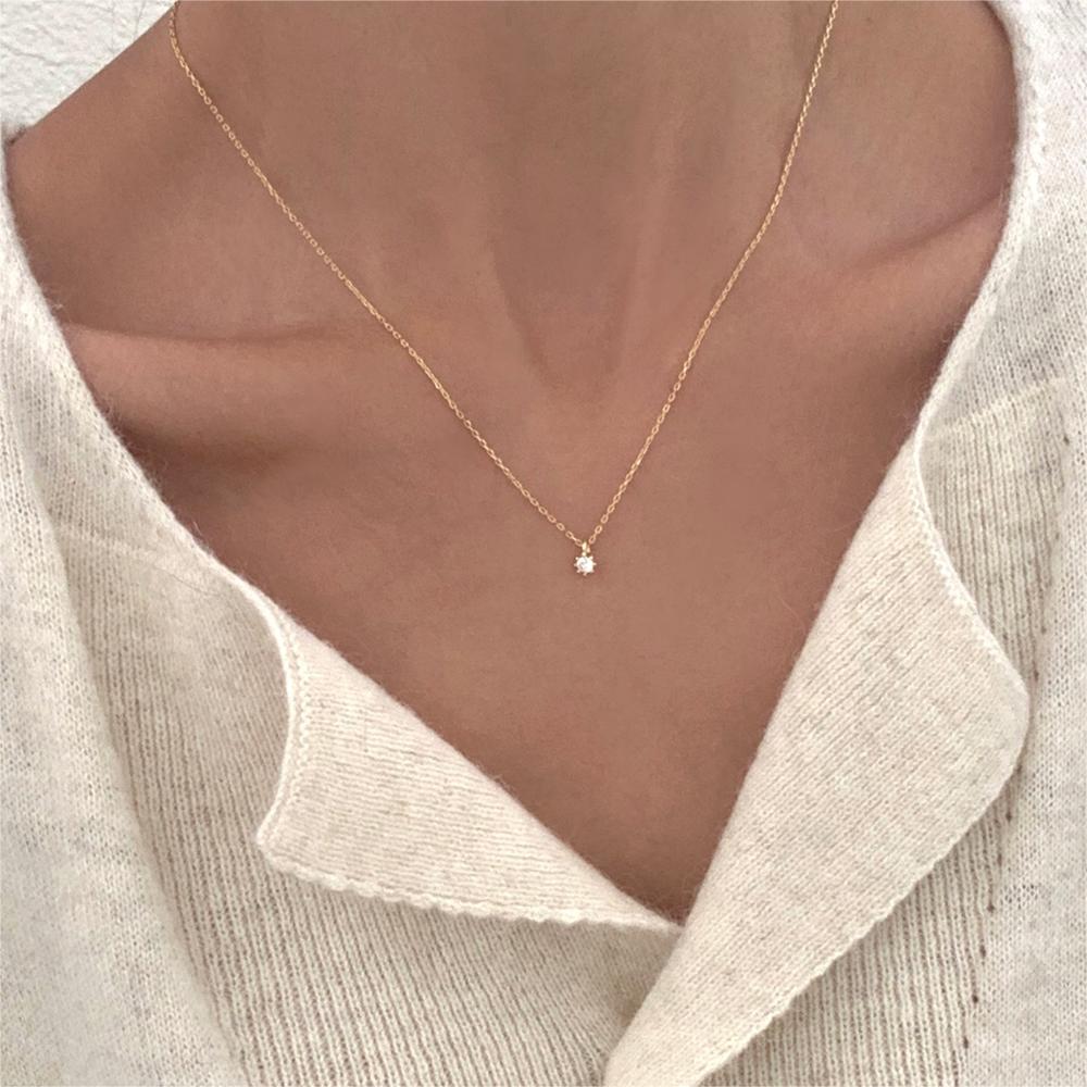 925 Sterling Silver Korean Tulip Geometric Silver Electroplating Necklaces