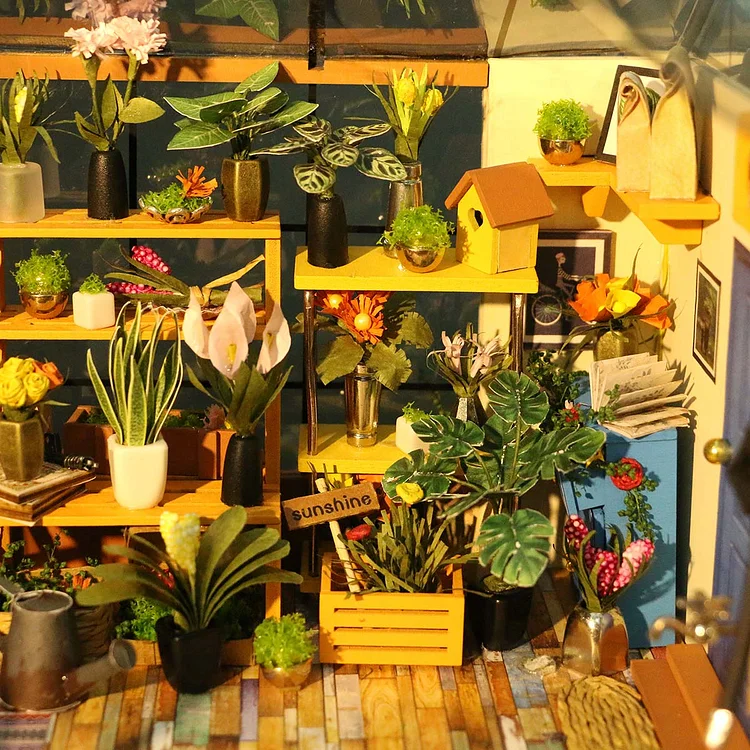 Build Your Own Happy Corner Flower Shop. Wooden Dollhouse DIY