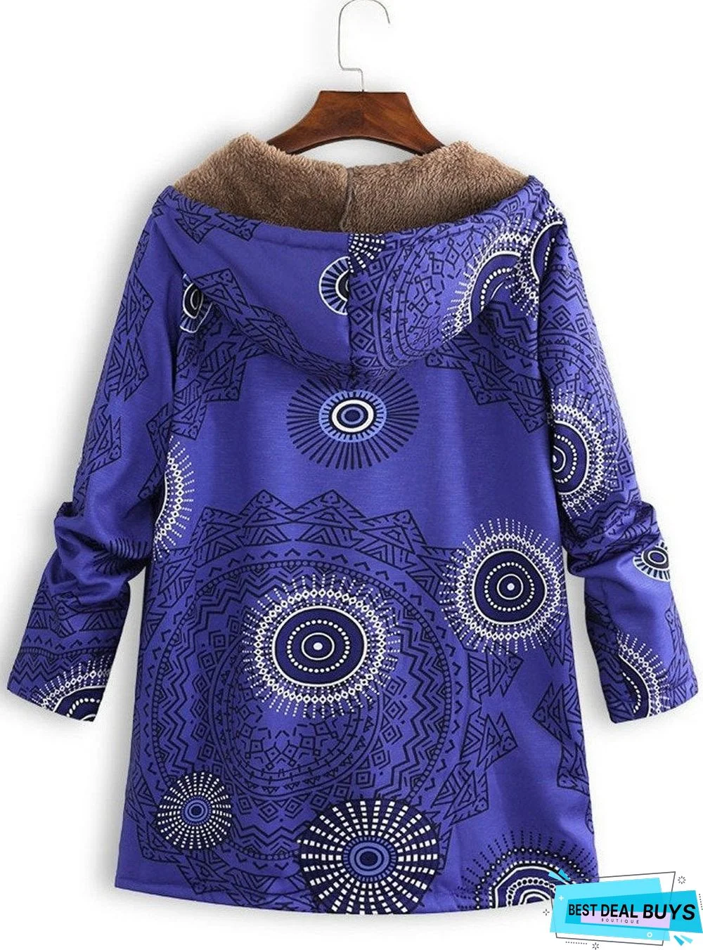 Hooded Abstract Print Coat