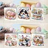 6PCS Diamond Painting Easter Cat Greeting Card Kit for Birthdays Thanksgiving & Special Occasion