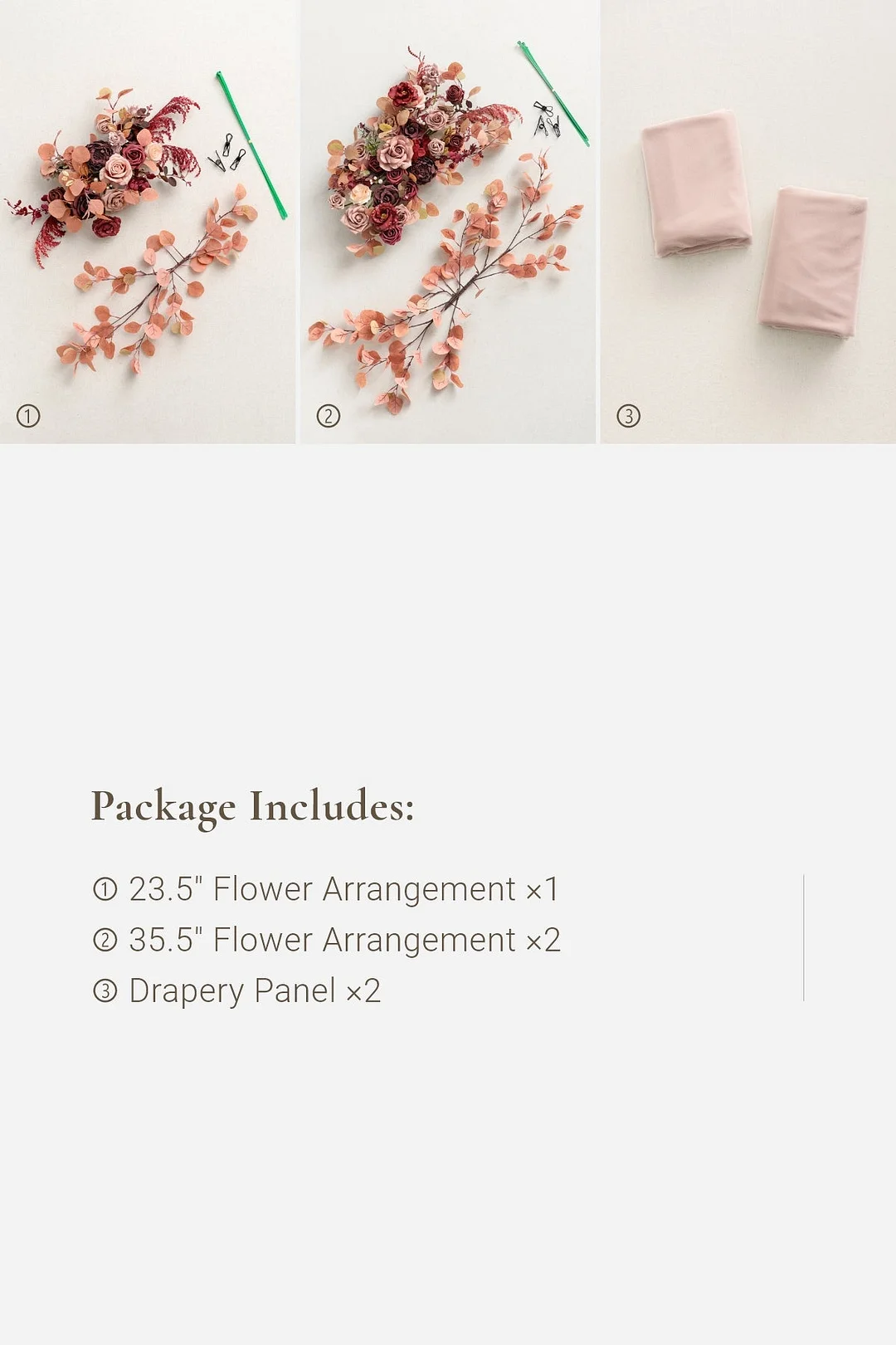 Free-Combined Flat Arch Flower Decor in Burgundy & Dusty Rose