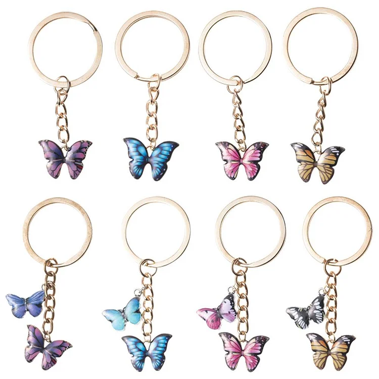 Dripping Oil Butterfly Keychain Colorful Ring Holder Fashion Bag Pendant-Annaletters