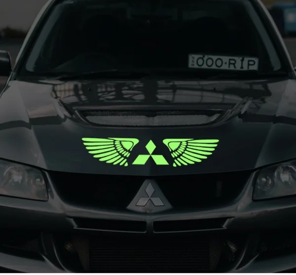 Colorful Luminous Car Logo Wings Rear Window Glass Reflective Sticker
