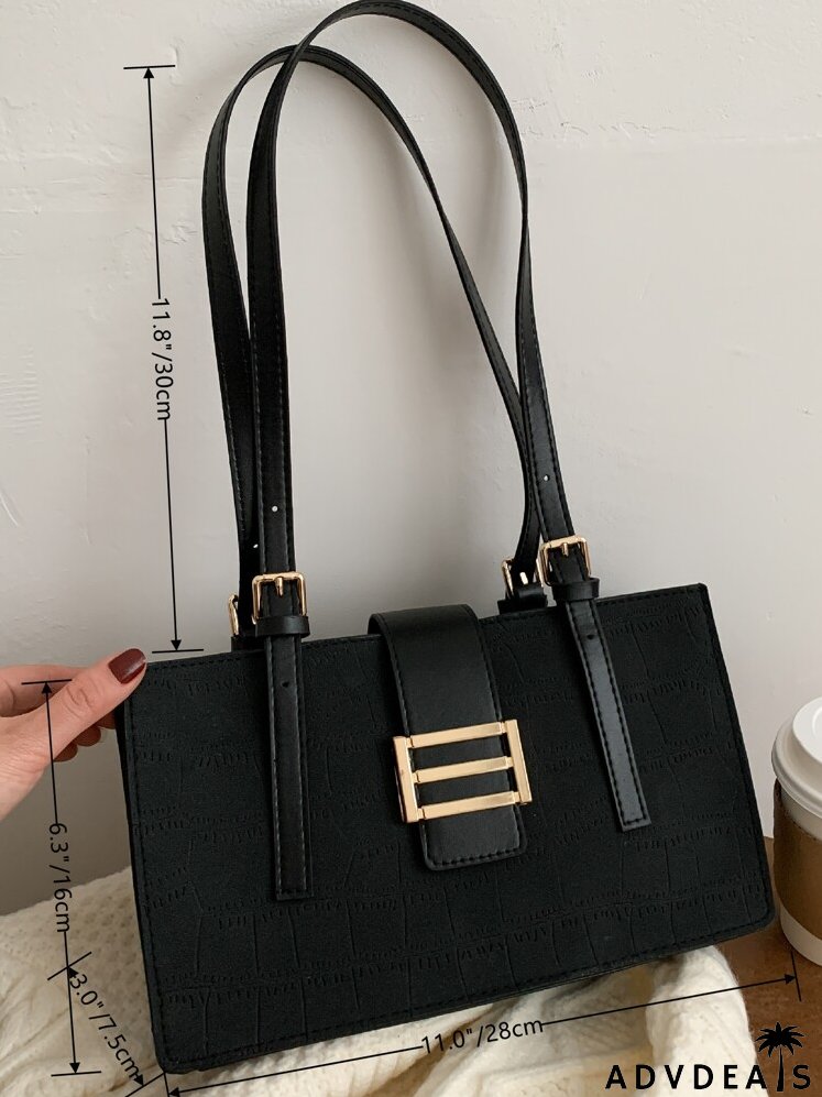 Crocodile Embossed Square Bag