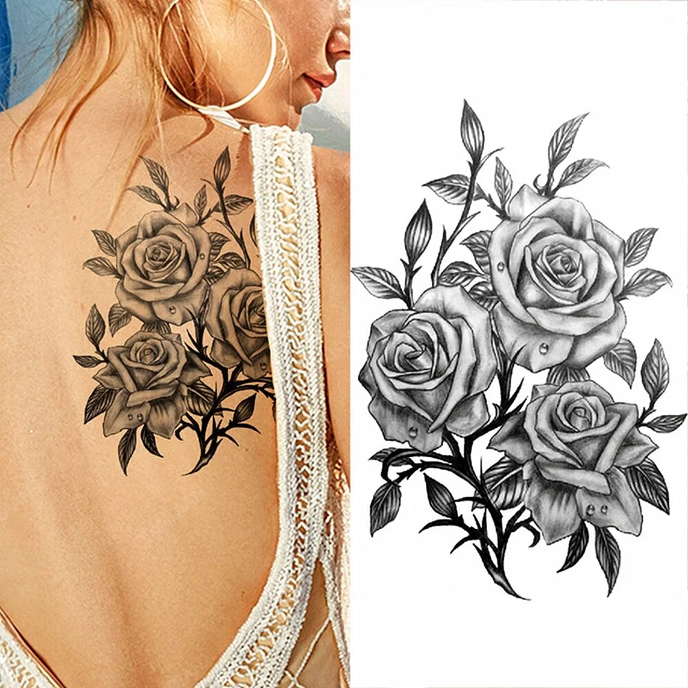 Arm Temporary Tattoo Tiger Flower Lion Rose Wing Wolf Mountain Dolphin Body Chest Leg Waterproof Sticker Tatoo Fashion Man Totem