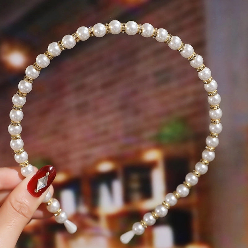 Women’s Fashion Waves Alloy Inlay Artificial Pearls Headwear