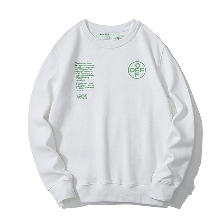 Off White Sweatshirts Long Sleeve round Neck Sweater Graffiti Sketch Letter Arrow Pure Cotton round-Neck Pullover