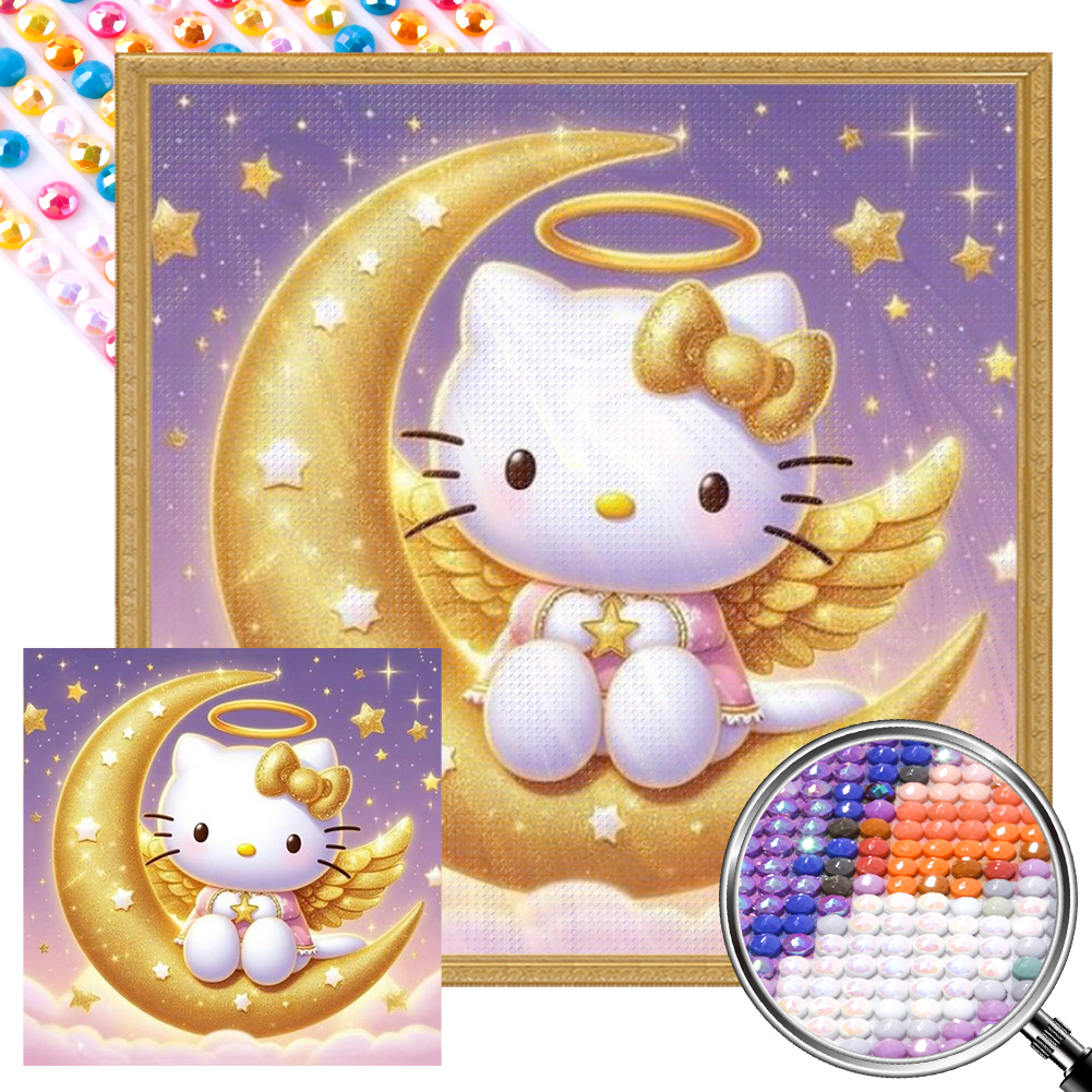 Hello Kitty 40*40cm(picture) round drill diamond painting with 4