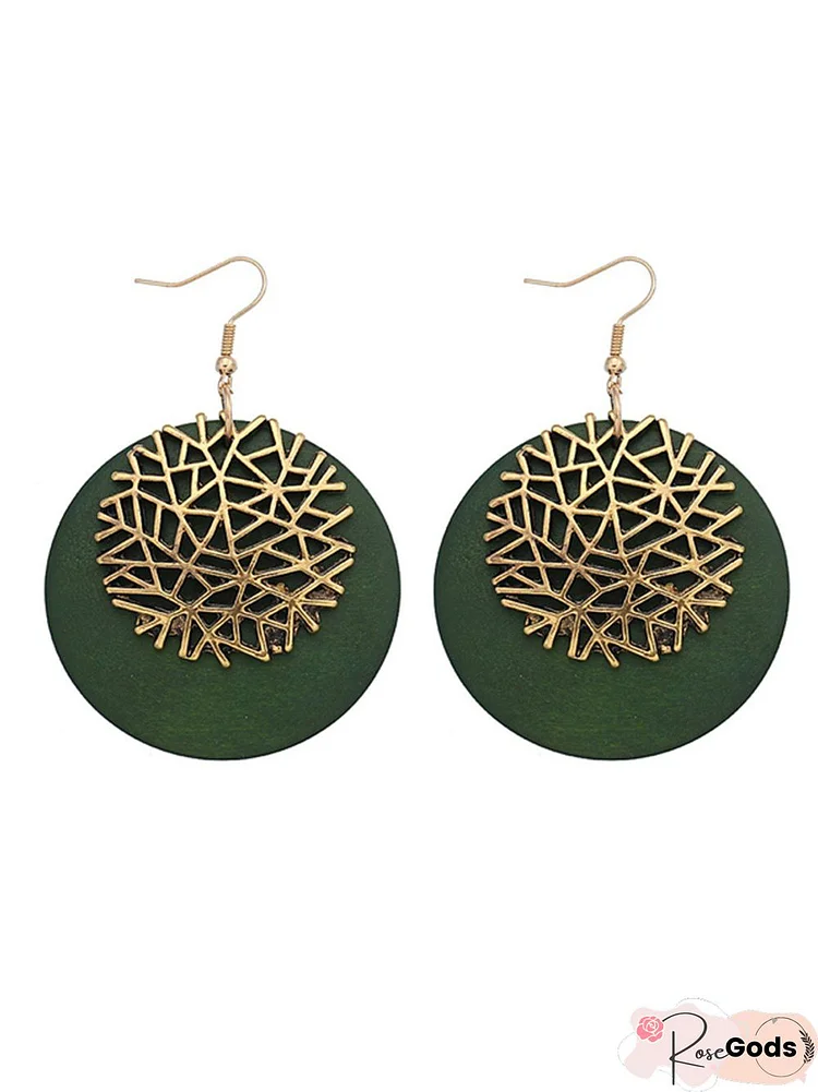 Vintage Tree Embossed Alloy Women Earrings