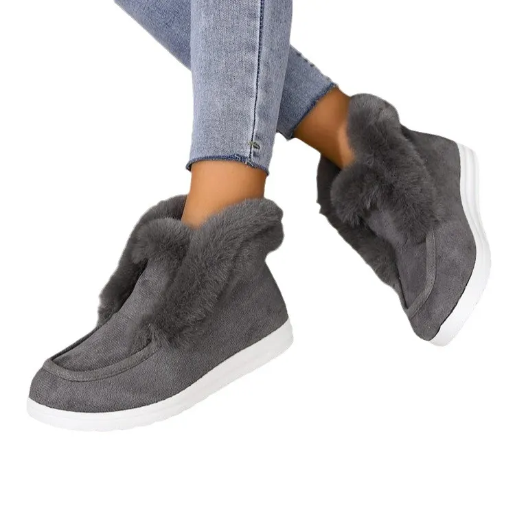 Breakj Breakj And Winter Women's Cotton Shoes Keep Warm And Velvet Thick Wool Wool Cotton Shoes Large Casual Comfortable Cotton Shoes