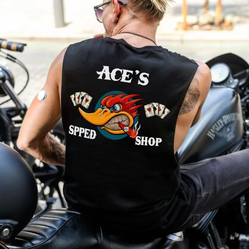 ACE'S SPPED SHOP Hot Rod Bird Print Men's Vest