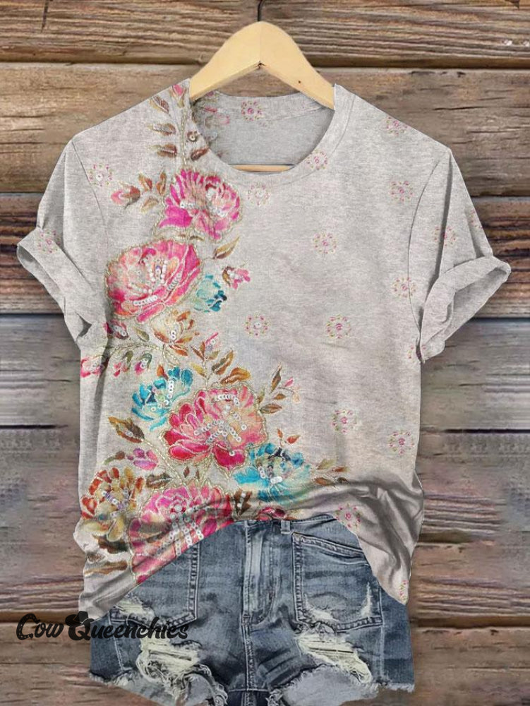 Western Vintage Print T-Shirt Multicolor / S