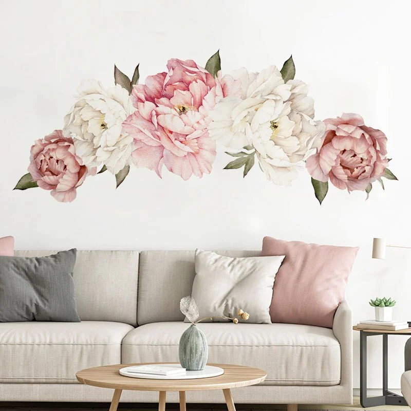 New Peony Flower Wall Stickers Bedroom Living Room Dormitory Background Study Home Decoration Wall Decals