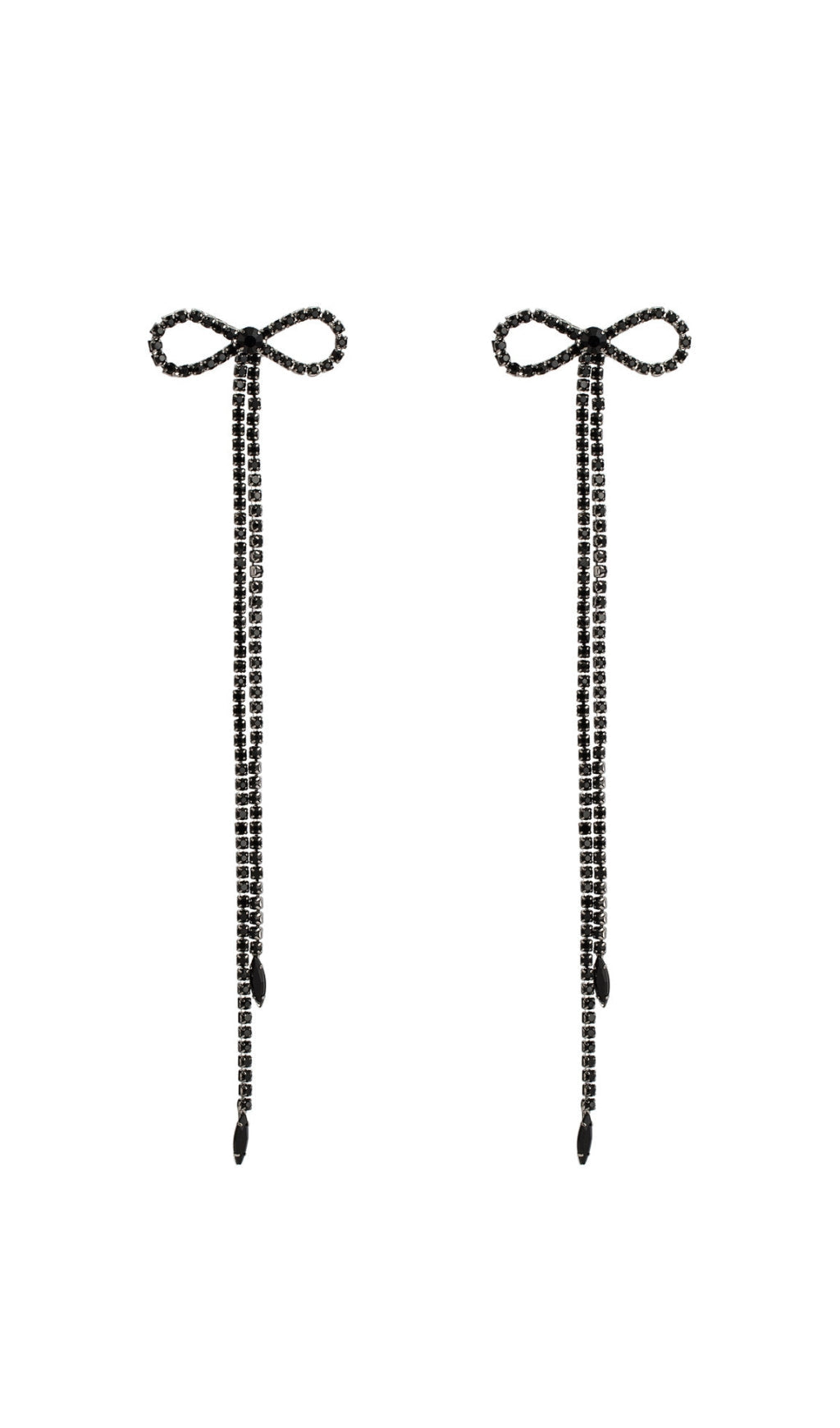 Rhinestone Bow Long Chain Earrings Flowering Girl