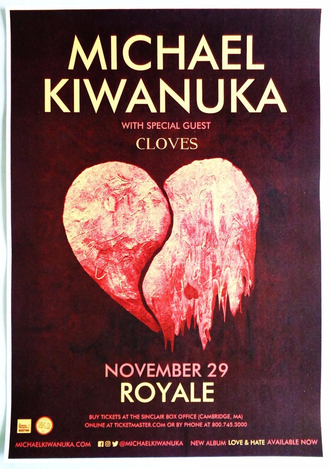 MICHAEL KIWANUKA 2016 Gig POSTER Boston Concert Massachusetts