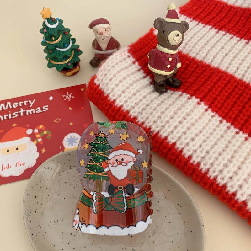 Cute Minimalist Women’s Christmas Tree Santa Claus Arylic Hair Claws