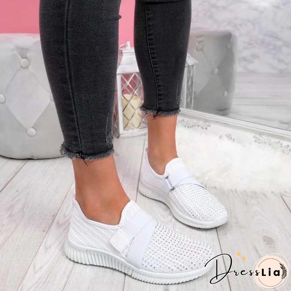 Back To School Outfit  Sneakers Women Shoes Spring Female Shoes Crystal Solid Mesh Sneakers Flats Fashion Ladies Sport Shoes Light Vulcanized Shoes