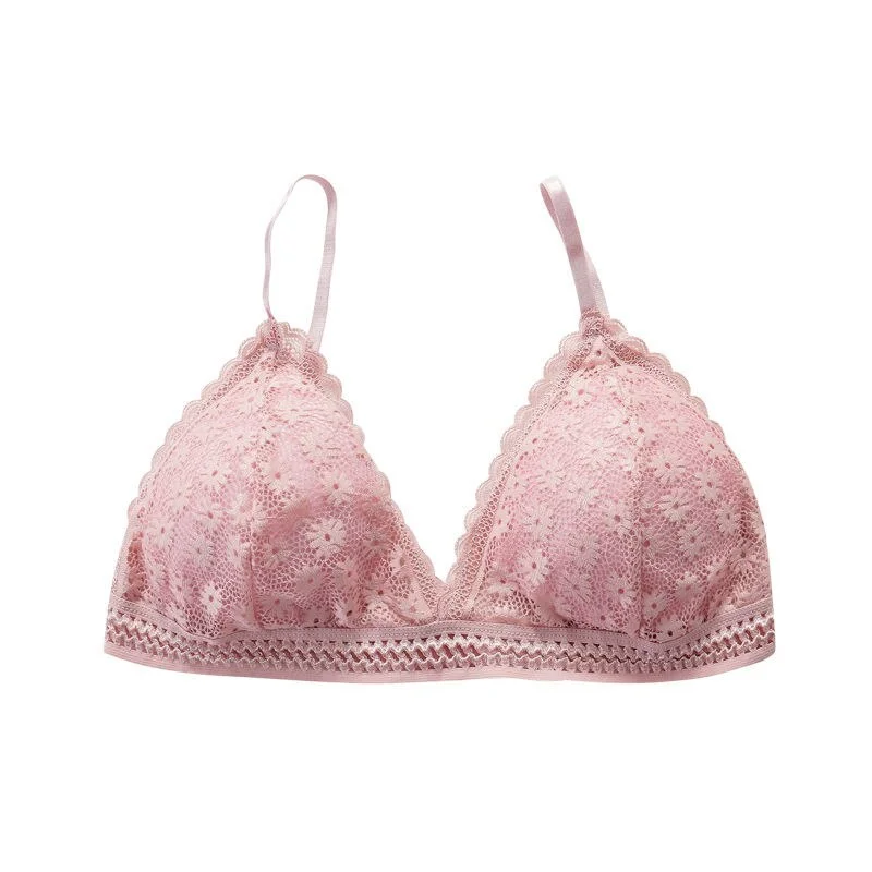 Lace bra, women's panties, triangle cut, lingerie, V-shaped wireless underwear, soft and thin seamless 1/2 piece bra, 2021
