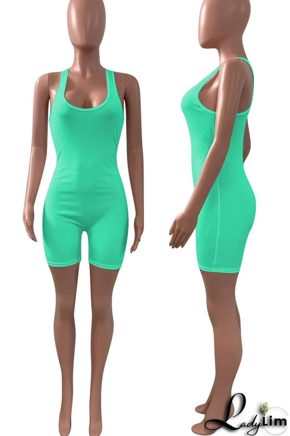 Black Casual Sportswear Solid Split Joint U Neck Regular Jumpsuits