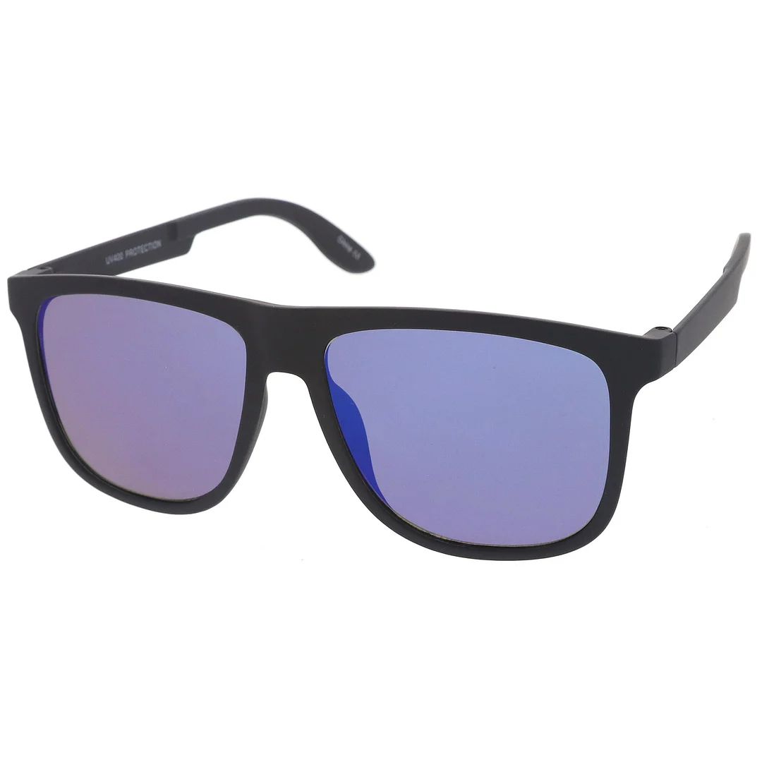 Lifestyle Rubberized Matte Flat Top Colored Mirror Square glasses 55mm