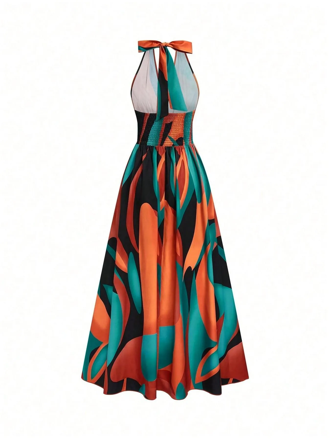 All Over Print Halter Long Dress, Deep V Neck Split Dress, Vintage Style, Sleeveless Backless Dress for Beach and Vacation, Summer New Arrival All Over Print Halter Long Dress, Deep V Neck Split Dress, Vintage Style, Sleeveless Backless Dress for Beach and Vacation, Summer New Arrival