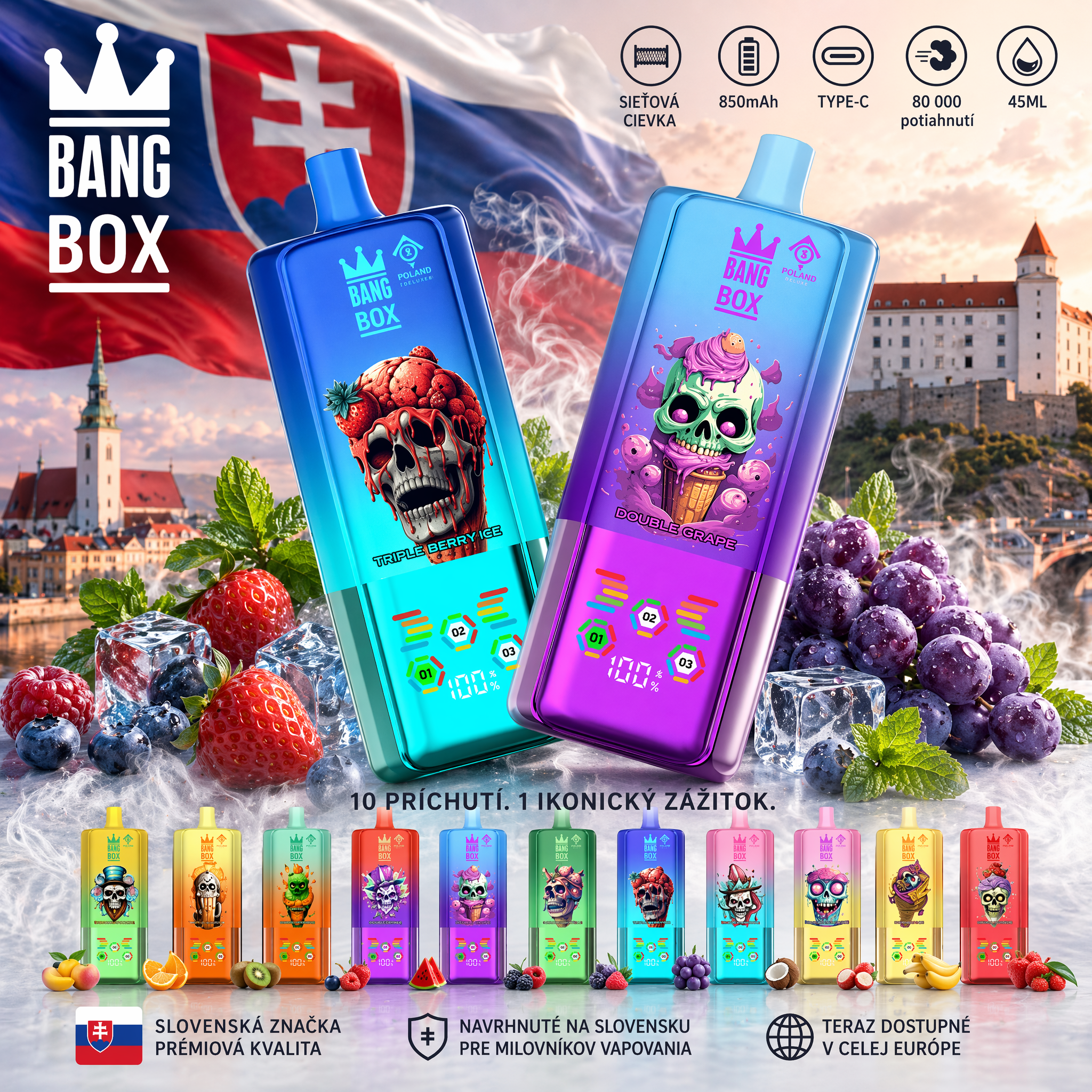 BANGBOX 80K príchute 3 v 1 vape kolekcia ovocné ice energy disposable vape Slovensko